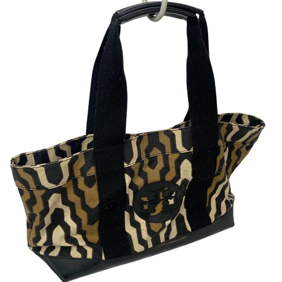 Tory Burch Ella Exotic Geometric Print Fabric Tote Hand Bag  Purse Shoulder Bag - Picture 7 of 15